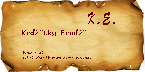 Krátky Ernő névjegykártya